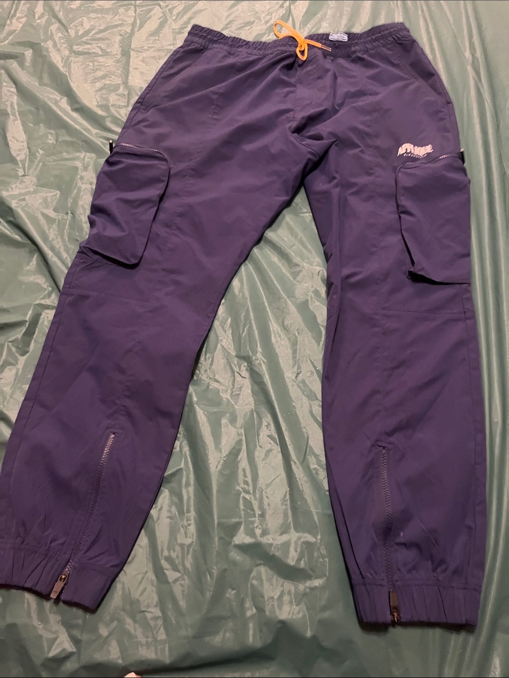 Men's Purple Cargo Track Pants with Elastic Waist